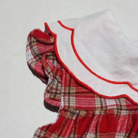 Lil Cactus Scallop Collared Plaid Dress-Size 3T-Lined-Flannel-100% Cotton - Picture 5 of 8